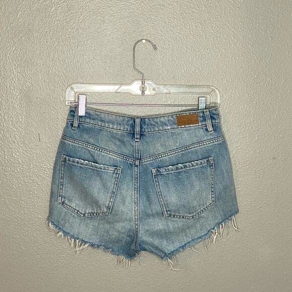 Garage Festival Floral Distressed Denim Jean Shorts Sz 1 - Picture 6 of 8